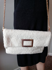 White Faux Fur Clutch - Annette Lorraine Accessory Boutique LLC